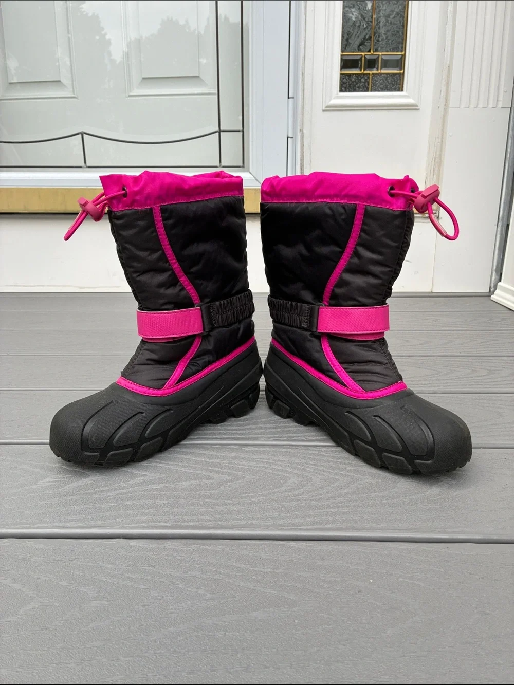 SOREL Kids' Flurry Waterproof Snow Boot Black & Hot Pink Size 3